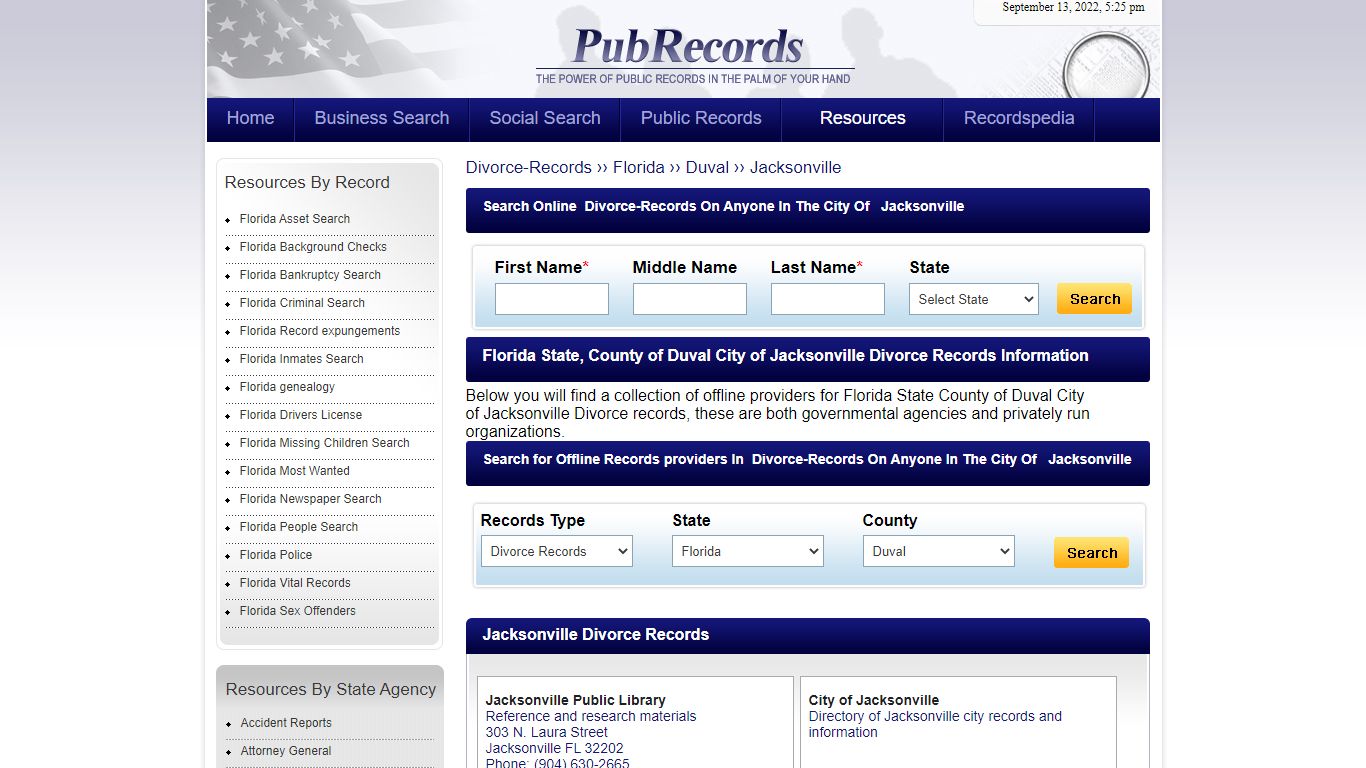 Jacksonville, Duval County, Florida Divorce Records - Pubrecords.com